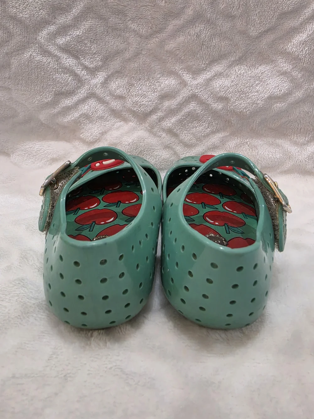 Mini Melissa Kids Sz 6 Toddler. Mint Green Apple Jelly Sandals. Pre-loved.